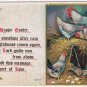 Holiday Postcard Embossed Easter Chickens Eggs Wheelbarrow
