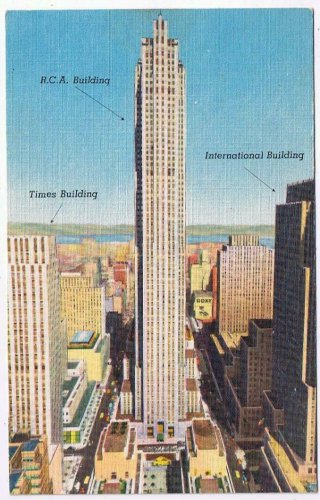 New York Postcard NYC Rockefeller Center RCA Times & International Buildings