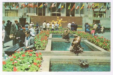 New York Postcard NYC Channel Garden Rockefeller Center