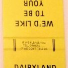 Matchbook Cover Dairyland State Bank Bruce Sheldon Exeland Wisconsin Yellow