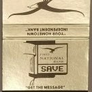 Matchbook Cover The First National Bank Eagle River Phelps Wisconsin
