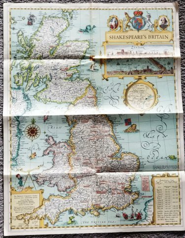 Shakespeare's Britain Wall Map National Geographic 1964