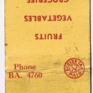 Matchbook Cover Excise Paid Seasonal Food Storn 4th Ave Vancouver BC
