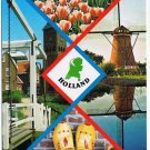 Netherlands Postcard Holland Multi View Tulips Windmill Wooden Shoes Clocktower