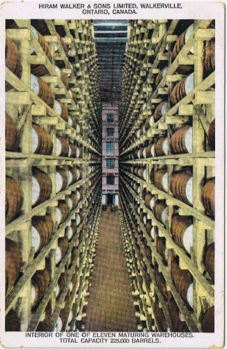 Ontario Postcard Walkerville Interior Maturing Warehouses Hiram Walker & Sons