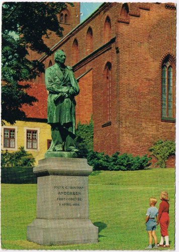 Denmark Postcard Odense Hans Christian Andersen Statue