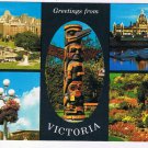 British Columbia Postcard Victoria Multi View Totem Parliament Butchart
