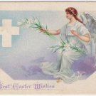 Postcard Best Easter Wishes Angel Lilies Cross