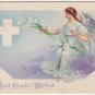 Postcard Best Easter Wishes Angel Lilies Cross