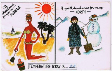 Florida Postcard Warm Greetings To The North Shoveling Sand