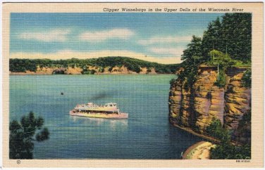 Postcard Clipper Winnebago Palasides Upper Dells Wisconsin River