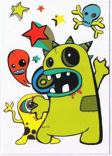 Art Postcard Amoebic Cartoon Characters