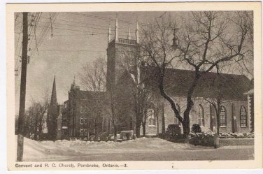 Postcard Convent & Roman Catholic Church Pembroke Ontario
