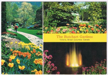 British Columbia BC Postcard Victoria The Butchart Gardens Multi View