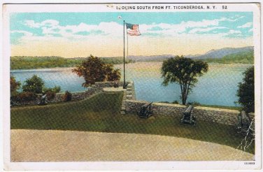 Postcard Looking South From Fort Ticonderoga New York