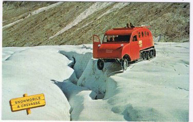 Alberta Postcard Snowmobile & Crevasse Columbia Icefield Athabaska Glacier