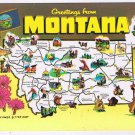 Postcard Greetings From Montana Pictoral Map Yellow