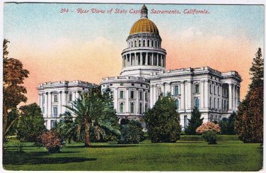 Postcard Rear View Of State Capitol Sacramento California