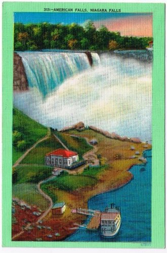Niagara Falls New York Postcard American Falls Boat