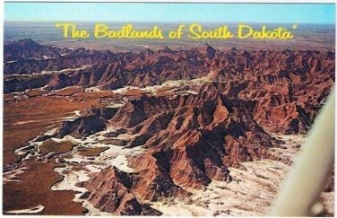 South Dakota Postcard Aerial View Badlands of South Dakota