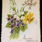 VINTAGE Floral Bouquet Easter Scalloped Edge Postcard