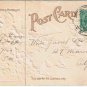 Christmas Postcard Embossed Holly Bells Horseshoes Large Three Ring Cancel