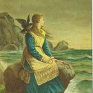 Postcard Knut Ekwall Woman By Seashore Bird On Shoulder Norway