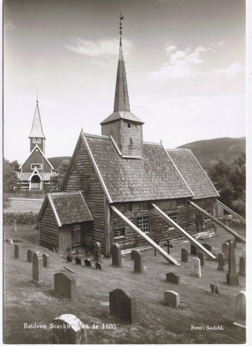 Postcard RPPC Norge Norway Rodven Stavkirke