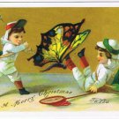 Holiday Postcard Merry Christmas Children Butterfly