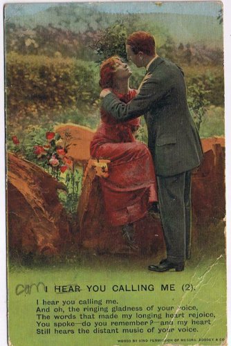 Postcard I Hear You Calling Me Couple In Garden