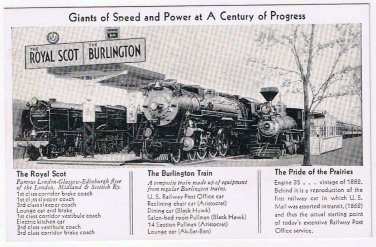 Railway Postcard Burlington Train Route Royal Scot Pride Of The Prairies