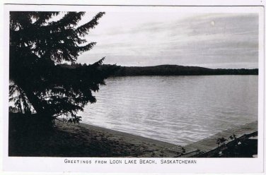 Saskatchewan Postcard RPPC Loon Lake Beach