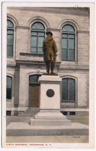 New York Postcard Ogdenburg Curtis Monument Valentine