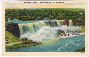 New York Postcard Niagara Falls American Falls From Canadian Side