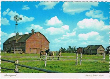 Postcard Farmyard Distinctive Architectural Style Of The Prairies