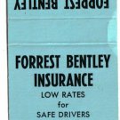 Washington Matchbook Cover Everett Forrest Bentley Insurance