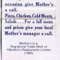 Ontario Restaurant Matchbook Cover Mothers