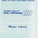 Matchbook Cover Washington Bank & Trust Louisiana Car Loan