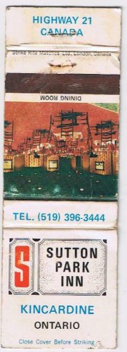 Matchbook Cover Sutton Park Inn Kincardine Ontario