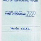 Matchbook Cover Washington Bank & Trust Louisiana Checking