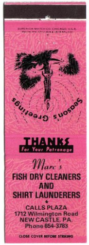Pennsylvania Matchbook New Castle Marcs Fish Drycleaners & Launderers Pink