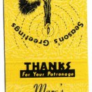 Pennsylvania Matchbook New Castle Marcs Fish Drycleaners & Launderers Yellow