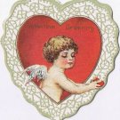 Valentine's Day Card Embossed Diecut Angel Boy With Heart 2.5" x 2.5" Marked AA