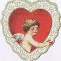 Valentine's Day Card Embossed Diecut Angel Boy With Heart 2.5" x 2.5" Marked AA