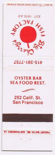 Matchbook Cover Big Cherry's Fish Factory San Francisco California