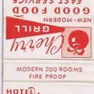 Matchbook Cover Hotel Cherry Wilson North Carolina