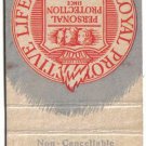 Massachusetts Matchbook Cover Boston George Merritz Loyal Protective Life Lion