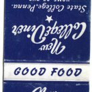 Pennsylvania Matchbook Cover State College New College Diner Nittany Lions