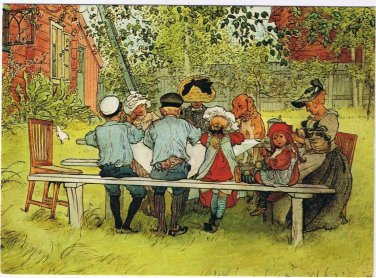 Postcard Breakfast Under The Big Birch Carl Larsson