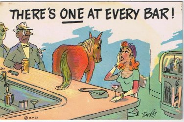 Postcard There's One At Every Bar Horse